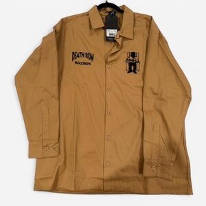 Death Row Records Tan Casual Button Down Shirt